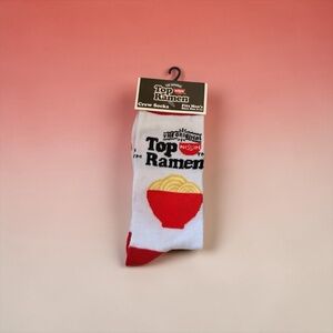Unisex Top Ramen White Noodle Bowl Socks SZ 6-12